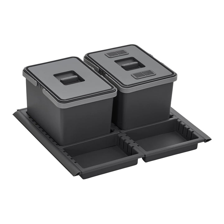 SOTECH Abfallsammler Draw 12+12L Abfalleimer mit Deckel Abfallsystem für Auszug Korpusbreite 60 cm D