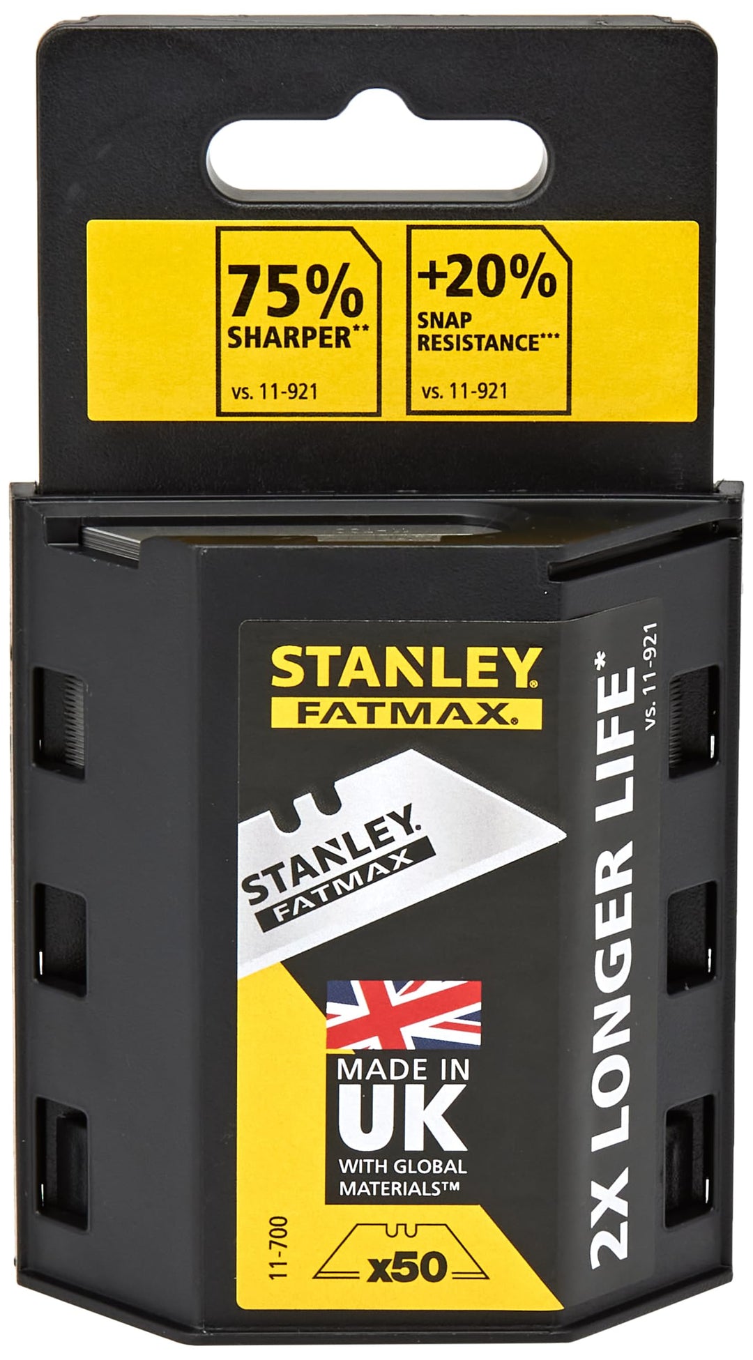 Stanley FatMax Trapezklingen (0.65mm Klingenstärke, S3-Technologie, bruchfest bis 35kg, 50 Stück im