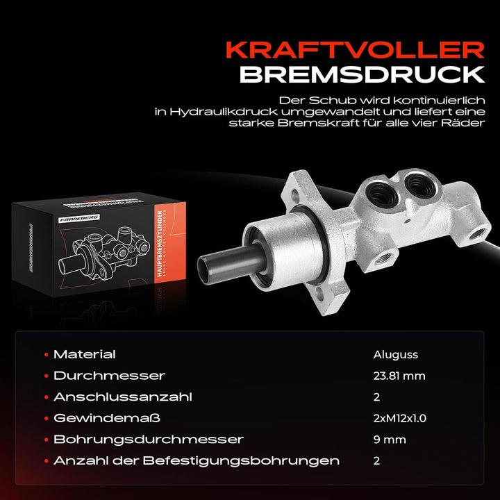 Frankberg Hauptbremszylinder Bremszylinder Kompatibel mit A3 8L1 1.6L-1.9L 1996-2003 TT B.o.r.a 1J2