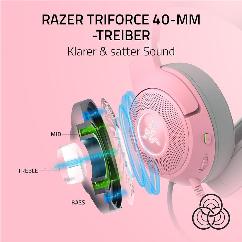 Razer Kraken Kitty V2 - Kabelgebundenes RGB-Headset mit Katzenohren (Reaktive Streaming-Beleuchtung,