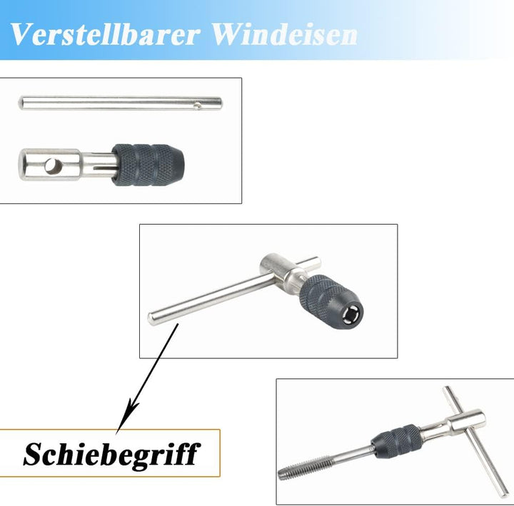 Mesee 5 Stück Hand Gewindeschneider Set, T Griff Windeisen Ratsche, Gewindebohrer Set, Ratschengewin