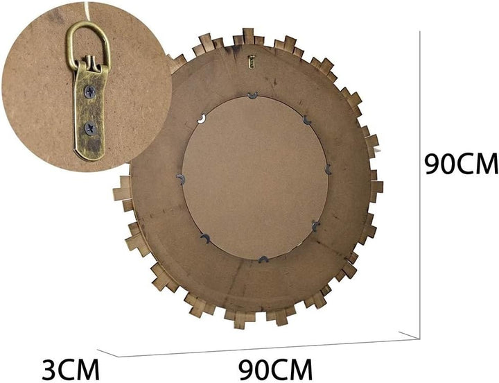 Melko Wandspiegel rund 90 cm Shabby Chic Spiegel Hängespiegel Flurspiegel