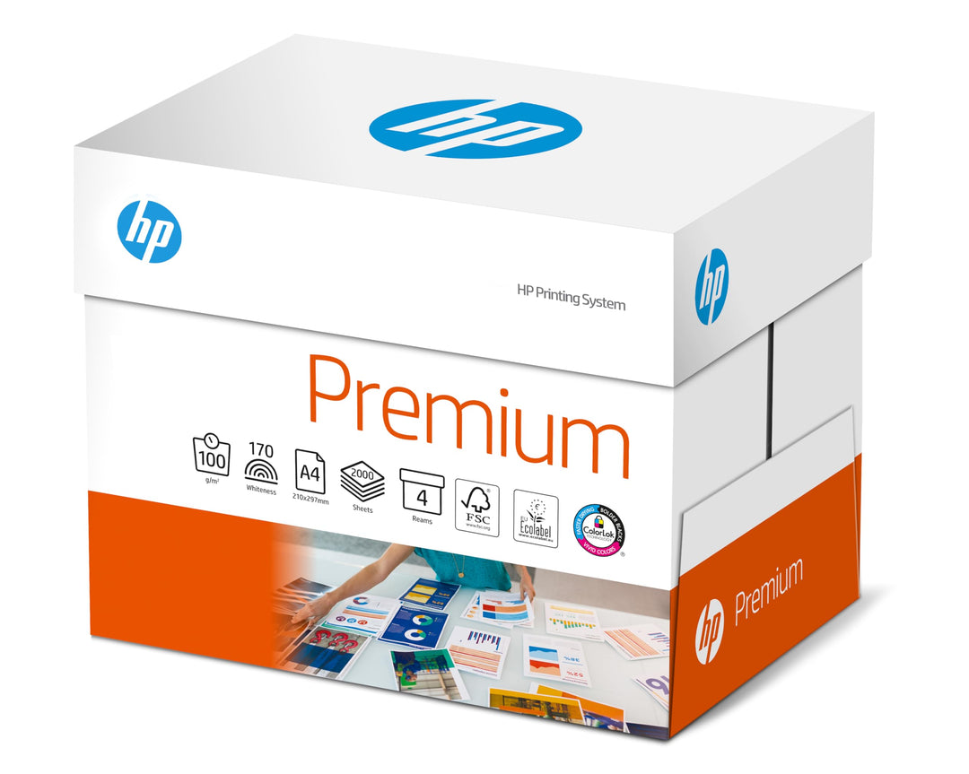 HP Druckerpapier Premium CHP 854: 100g, A4, 2.000 Blatt (4x500), extraglatt, weiss - intensive Farbe