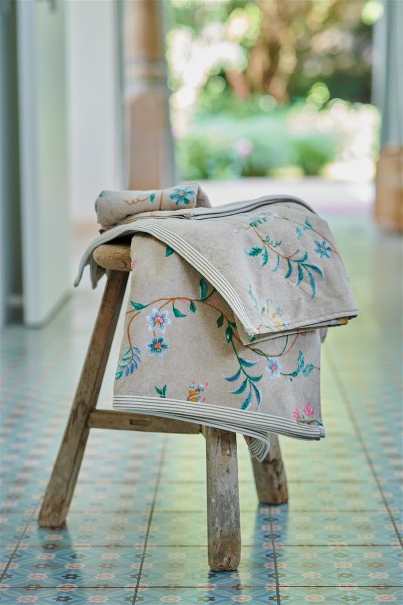 Pip Studio Handtuch-Set Les Fleurs 3X Farbe Khaki, Grösse 55x100 x 3