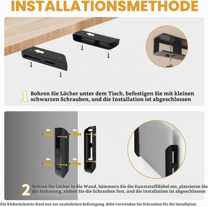 Laptop Halterung Wand, Laptop Ablage Schreibtisch, Untertisch Ablage zur Verwendung Unter Schreibtis