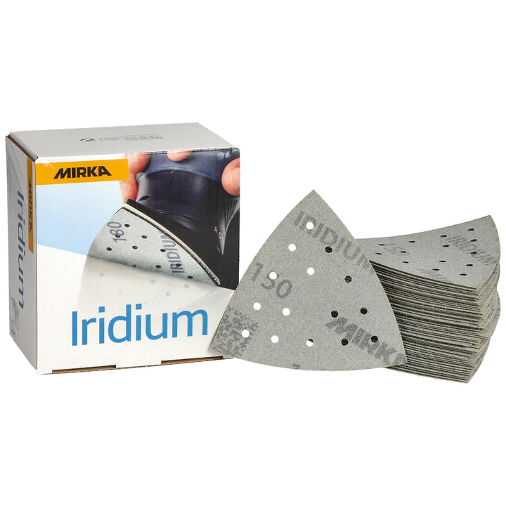 Mirka Iridium Schleifdreieck Premium-Schleifpapier 93x93x93mm 15-Loch Klett, Korn 180, 50 Stk/Zum Sc