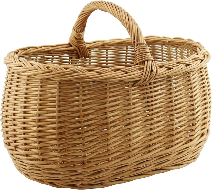 Natural Weidenkorb mit Henkel gross, Tragekorb aus Weide Einkaufskorb geflochten Weide Weidenkörbe m
