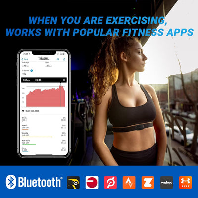 moofit HR8 Pulsmesser Brustgurt, Low Energy Echtzeit-Herzfrequenzdaten Bluetooth 5.0/ANT+, Grössere