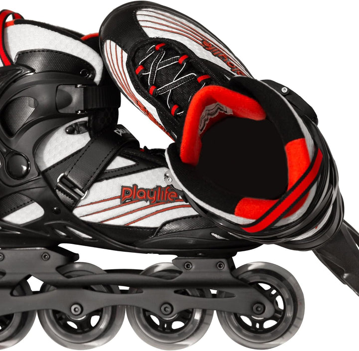 Playlife Inline Skates Flyte Black 84, Schwarz/Weiss, Unisex für Herren und Damen, 84mm/82A Rollen,