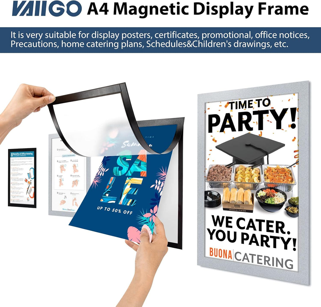 VAIIGO Magnetrahmen Info-Rahmen Selbstklebend mit Magnetverschluss für Informationsrahmen DIN A4 For