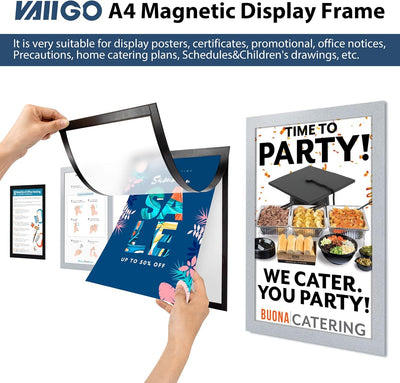 VAIIGO Magnetrahmen Info-Rahmen Selbstklebend mit Magnetverschluss für Informationsrahmen DIN A4 For
