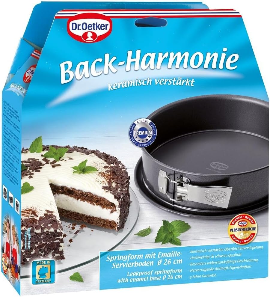 Dr. Oetker 2601 Oetker Spring-/Kuchen-/Backform, Ø 26 cm, auslaufsichere, runde, aus Stahl mit keram