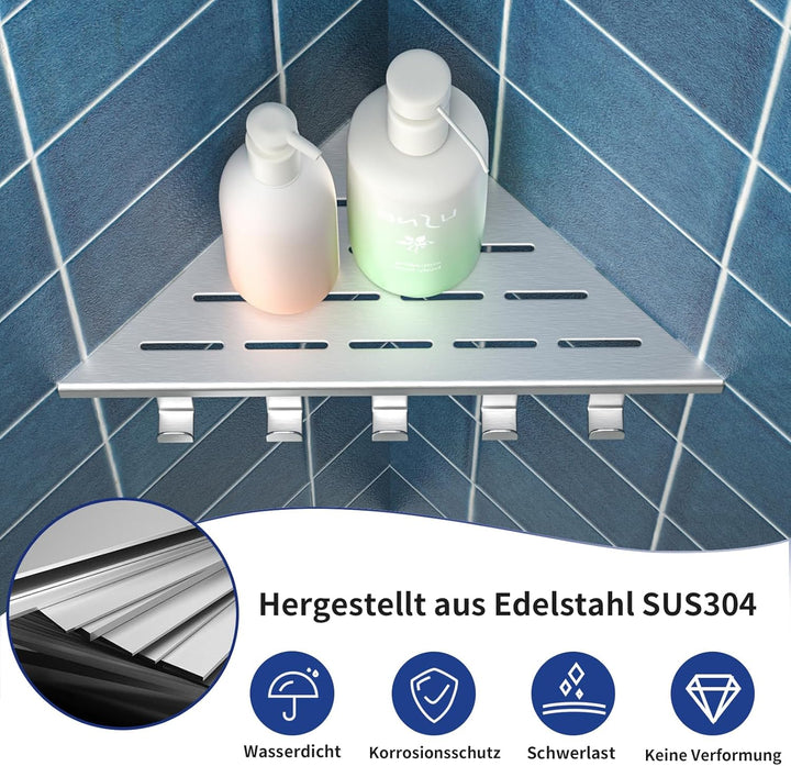 Eck-Duschregal Edelstahl 304,Eckregal Dusche 25.4cm,Duschablage Ecke für Badrenovierung,Eckablage Du
