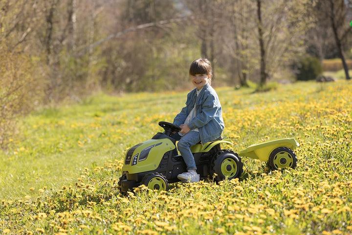 Smoby - Traktor Farmer XL Grün + Anhänger - Trettraktor für Kinder - Verstellbarer Sitz - Lenkrad mi