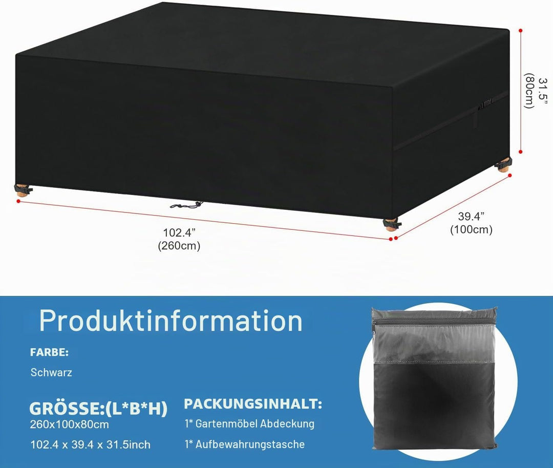 VANSHEIM Lounge Abdeckung Wasserdicht Abdeckung Gartenmöbel Schutzhülle Gartenmöbel Abdeckung Wasser