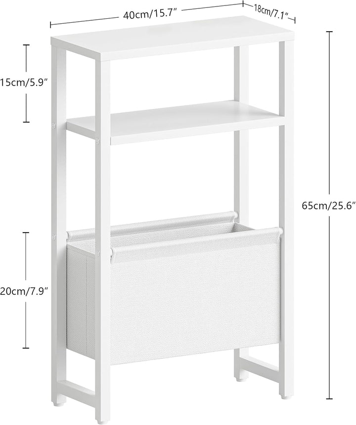 Konsolentisch Schmal 3 Ablagen Schmaler Nachttisch Weiss Sideboard Sofatisch mit Stauraum Beistellti