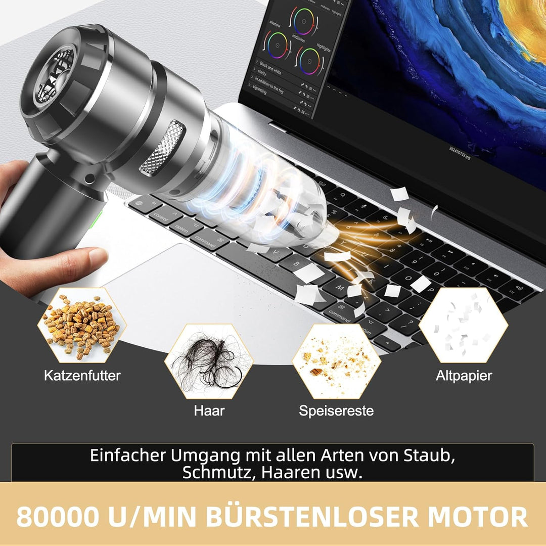Handstaubsauger, 26000Pa Akku Staubsauger Kabellos, Stark Handstaubsauger Kabellos, 4-in-1 Autostaub