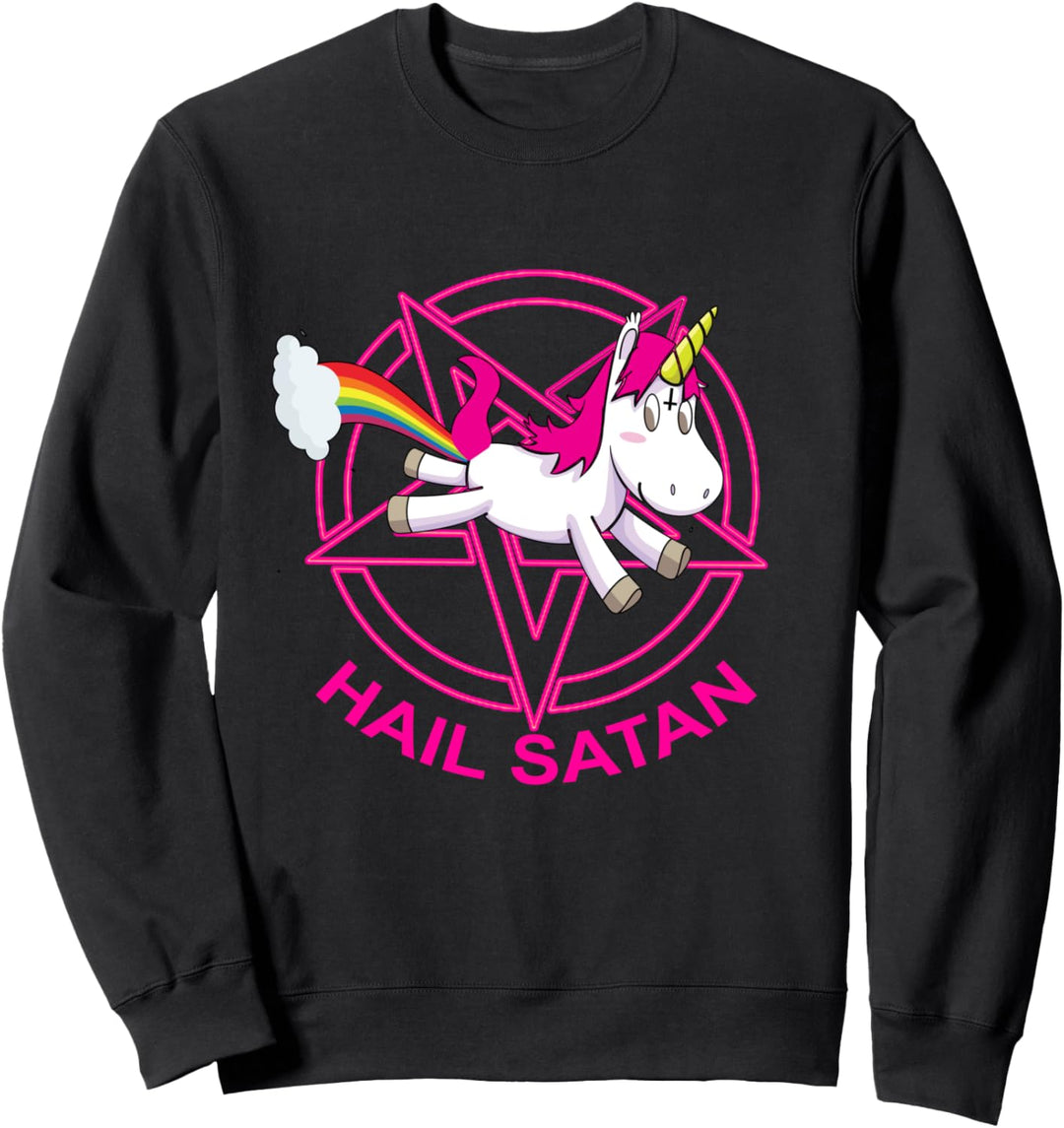 Hail Satan Unicorn mit Regenbogen - Death Metal Unicorn Sweatshirt