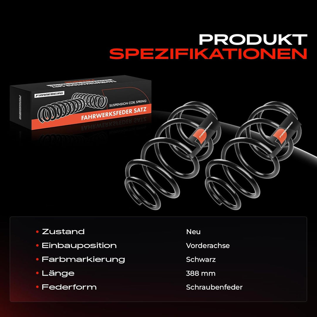 Frankberg 2x Federn Fahrwerksfeder Vorderachse Kompatibel mit 1007 KM 1.4L 2005-2014 1007 KM 1.6L 20