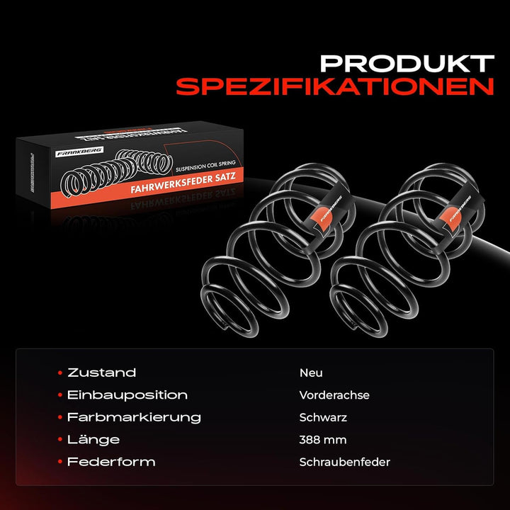 Frankberg 2x Federn Fahrwerksfeder Vorderachse Kompatibel mit 1007 KM 1.4L 2005-2014 1007 KM 1.6L 20