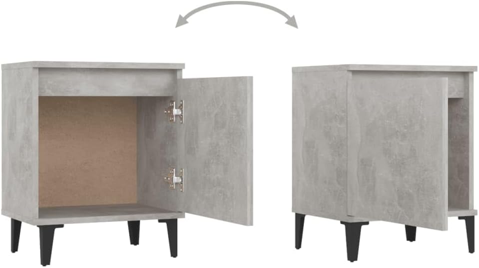 vidaXL 2X Nachttisch mit Metallbeinen Industriestil Nachtschrank Nachtkonsole Nachtkommode Schlafzim