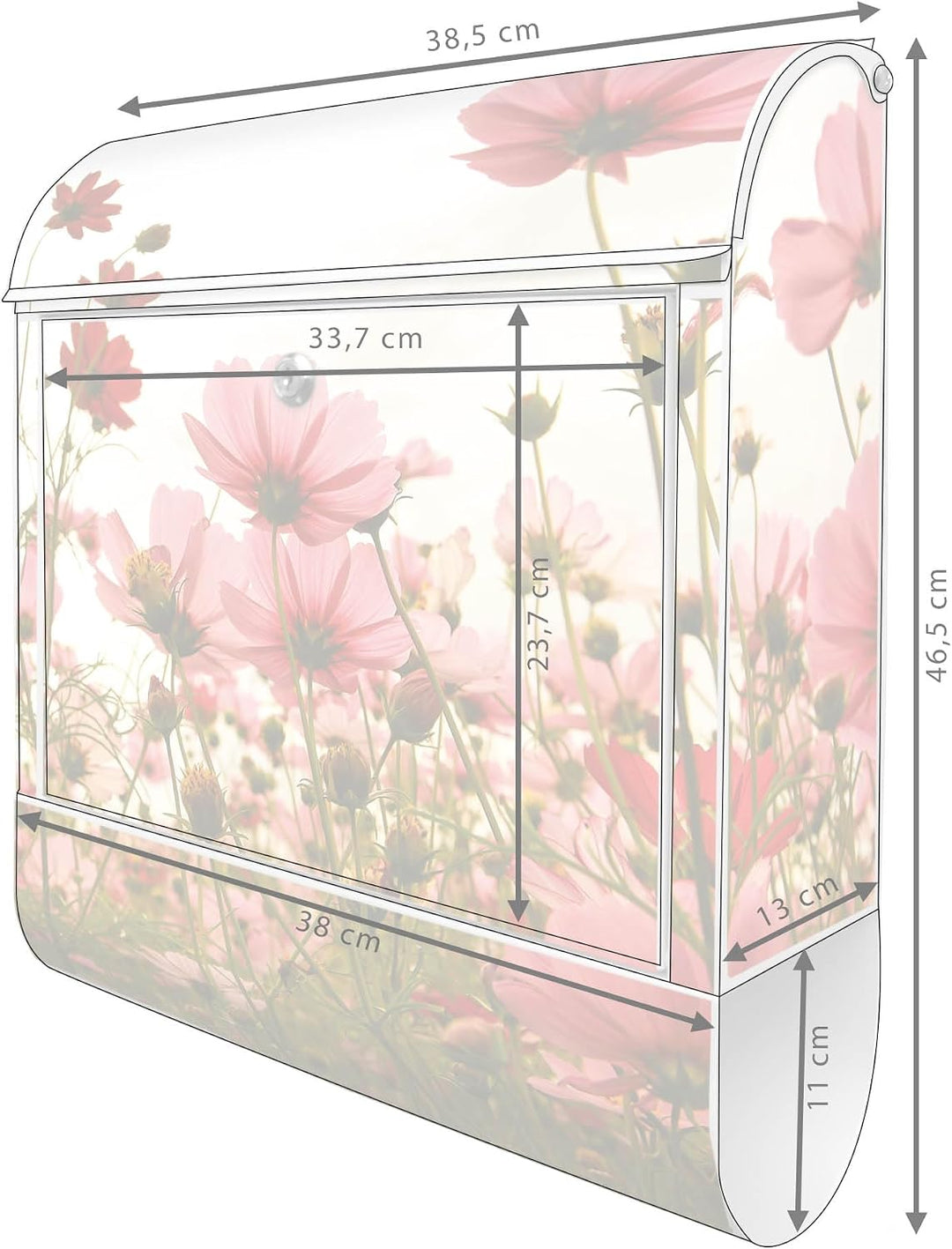 banjado® Design Briefkasten mit Motiv Schmuckkörbchen 39x47x14cm &amp; 2 Schlüssel - Briefkasten Stahl w