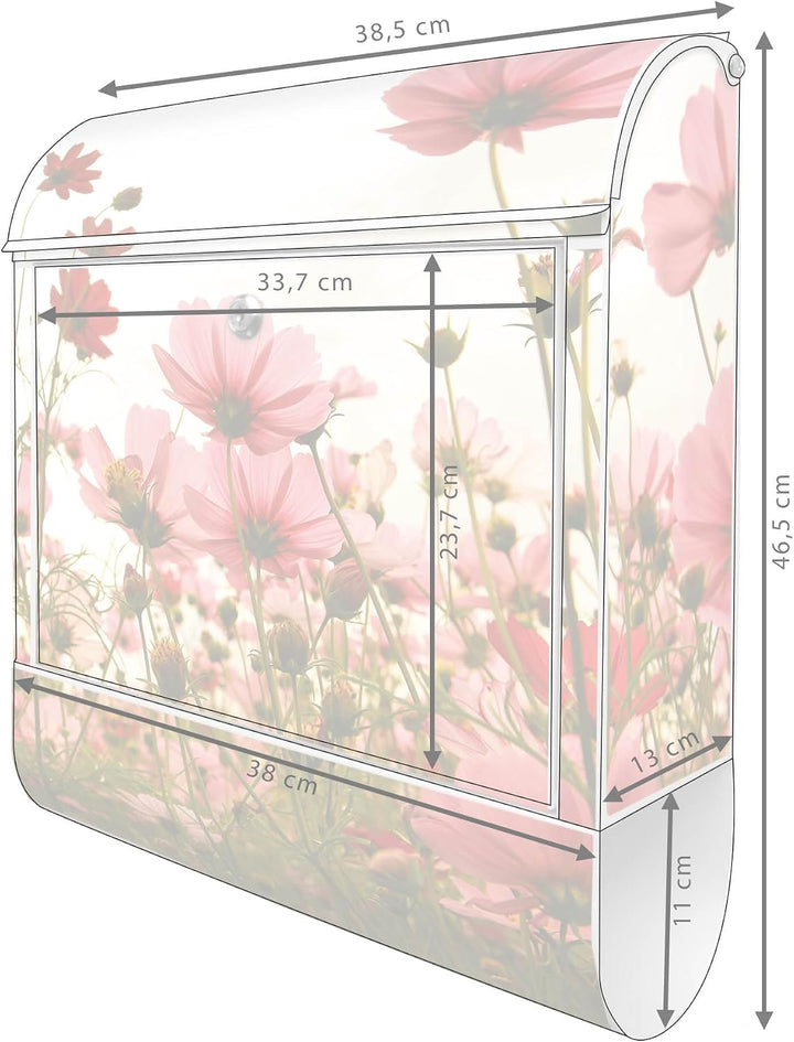banjado® Design Briefkasten mit Motiv Schmuckkörbchen 39x47x14cm &amp; 2 Schlüssel - Briefkasten Stahl w