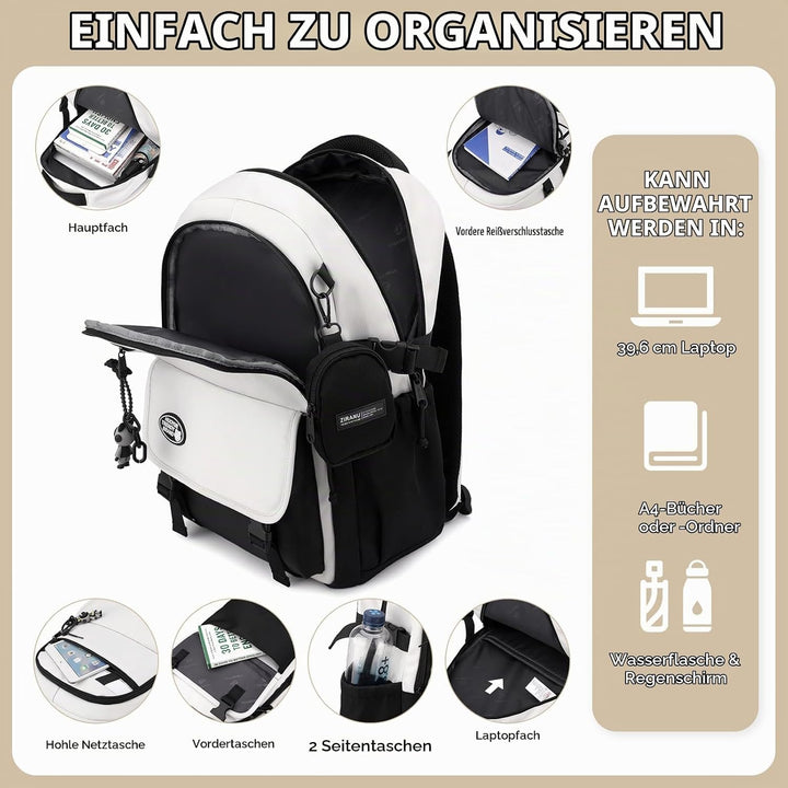 Amythe 2025 Schulrucksack Jungen Teenager, Gross Rucksack Schule Lässiger Oberstufe Schulranzen Wass