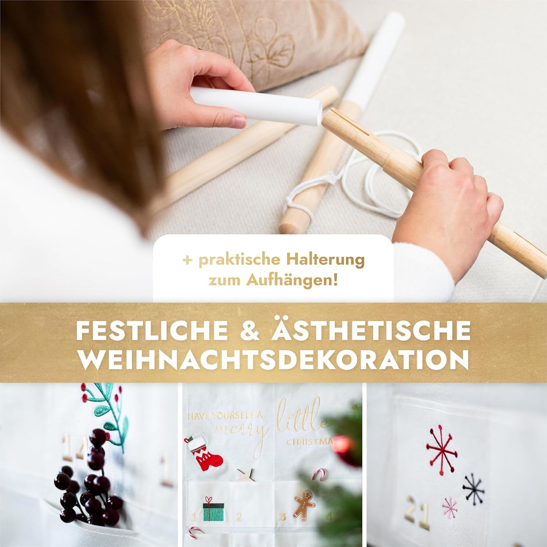 AMARI ® Adventskalender zum Befüllen - XXL Wandkalender (70 x 130 cm) mit 24 Fächern zum Basteln für