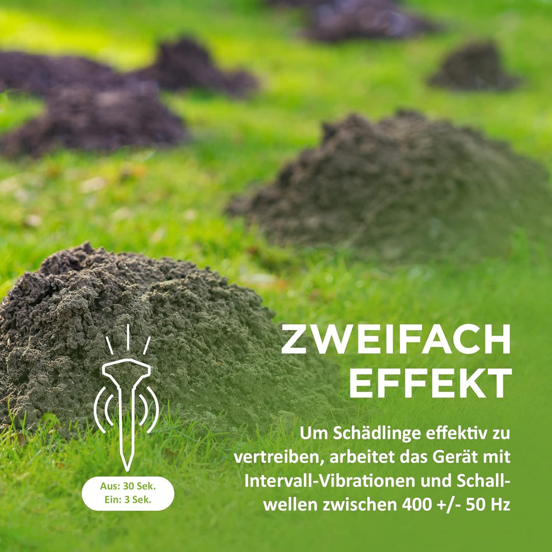 ISOTRONIC Solar Maulwurfabwehr zum Vertreiben von Maulwürfen, Wühlmäusen & Schlangen – Maulwurfschre