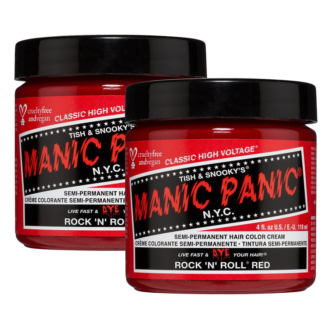 Manic Panic Rock'N'Roll Red Classic Creme, Vegan, Cruelty Free, Semi Permanent Hair Dye 2 x 118ml Ro