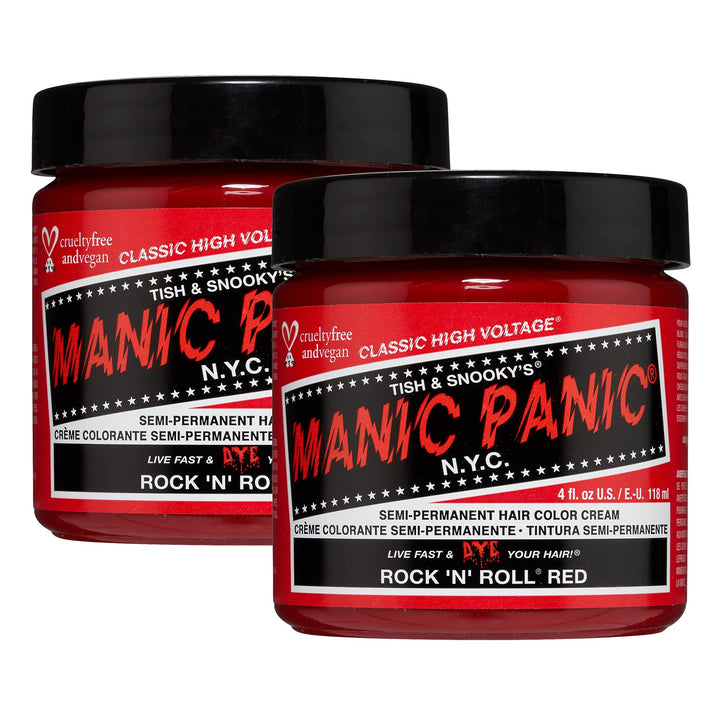 Manic Panic Rock'N'Roll Red Classic Creme, Vegan, Cruelty Free, Semi Permanent Hair Dye 2 x 118ml Ro