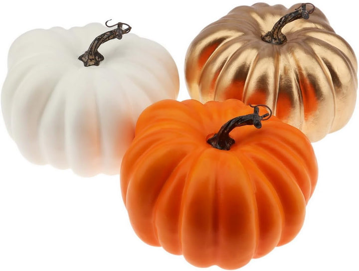 Woration 21 cm Gross Weiss Gefälschte Halloween Kürbis Künstlich Faux Herbst Kürbis Dekoration für P