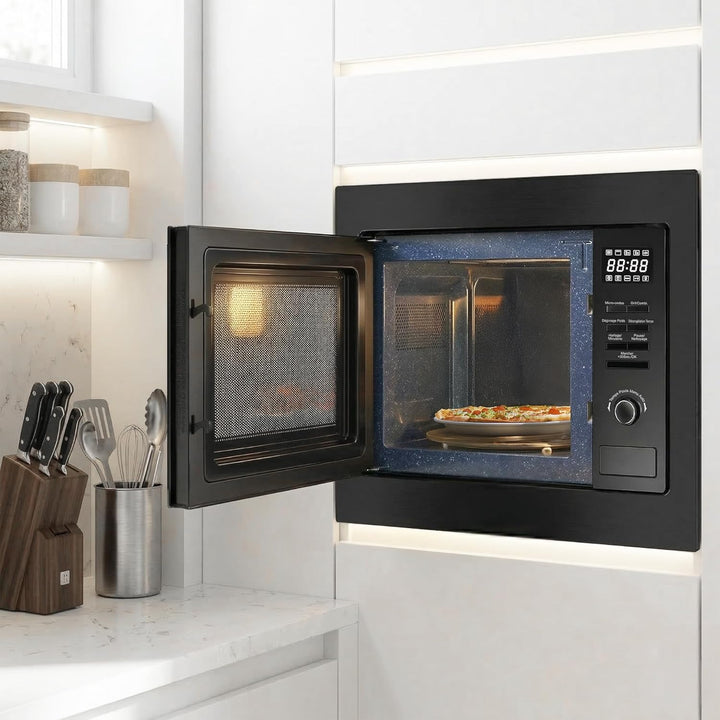 HMW-MDBI25GDBK 26L Einbau-Mikrowellenofen mit Digitalsteuerung und 1000W Grill Schwarz/Black Glass -
