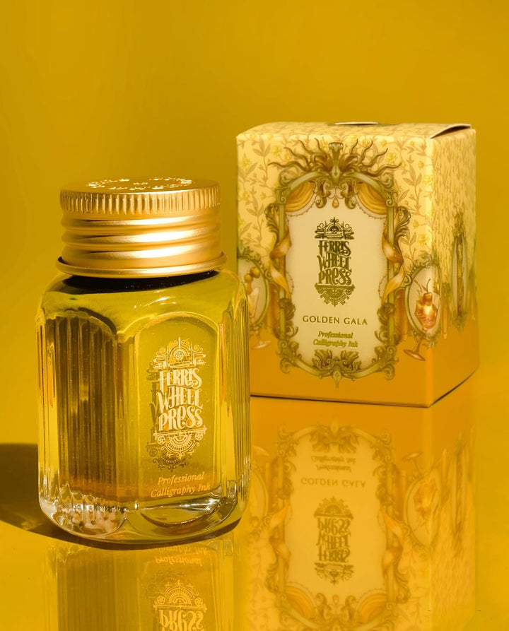 Ferris Wheel Press Calligraphy Ink | Deep gold with gold shimmer | 28ml, Deep gold with gold shimmer