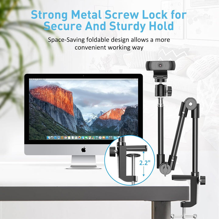 KDD Webcam Halterung mit Magic Arm Handyhalter, 22" Kamera Halterung Tisch & Tischstativ Kamera für