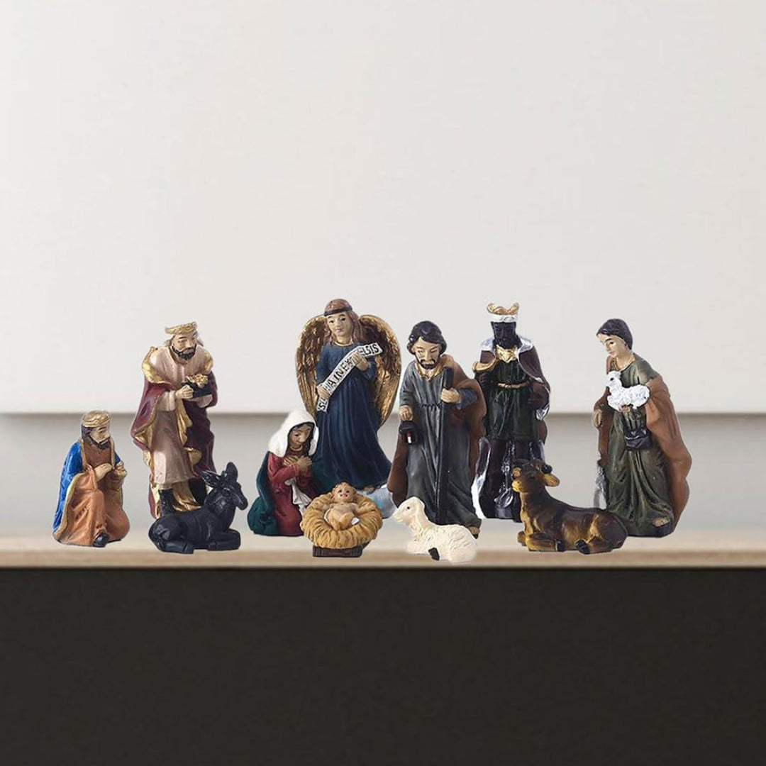 Krippe Miniaturfiguren Weihnachtsfestigungen Mini Inspirierende Harzschmuck Weihnachtsgebättlichkeit