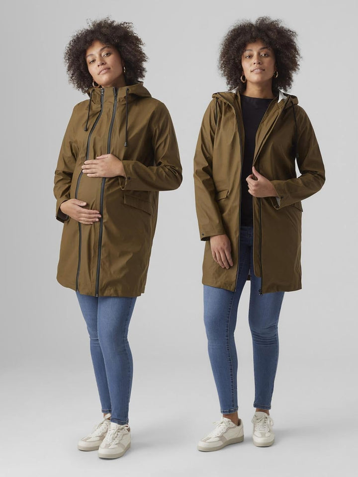MAMALICIOUS Female Mantel Umstands-Regenjacke Dark Olive S, Dark Olive S