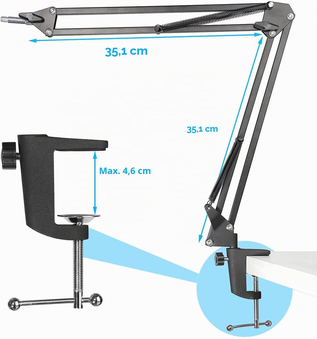YOUSHARES Wave1 Mikrofon Arm - Wave 3 Mikrofonständer Mikrofonarm Mikrofon Halter mit Klipp Montage