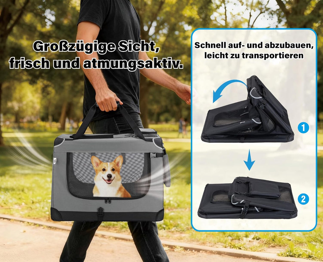 Zedelmaier Hundebox Faltbar Hundetransportbox Auto robust Transportbox für Hund & Katze Gross Hundet