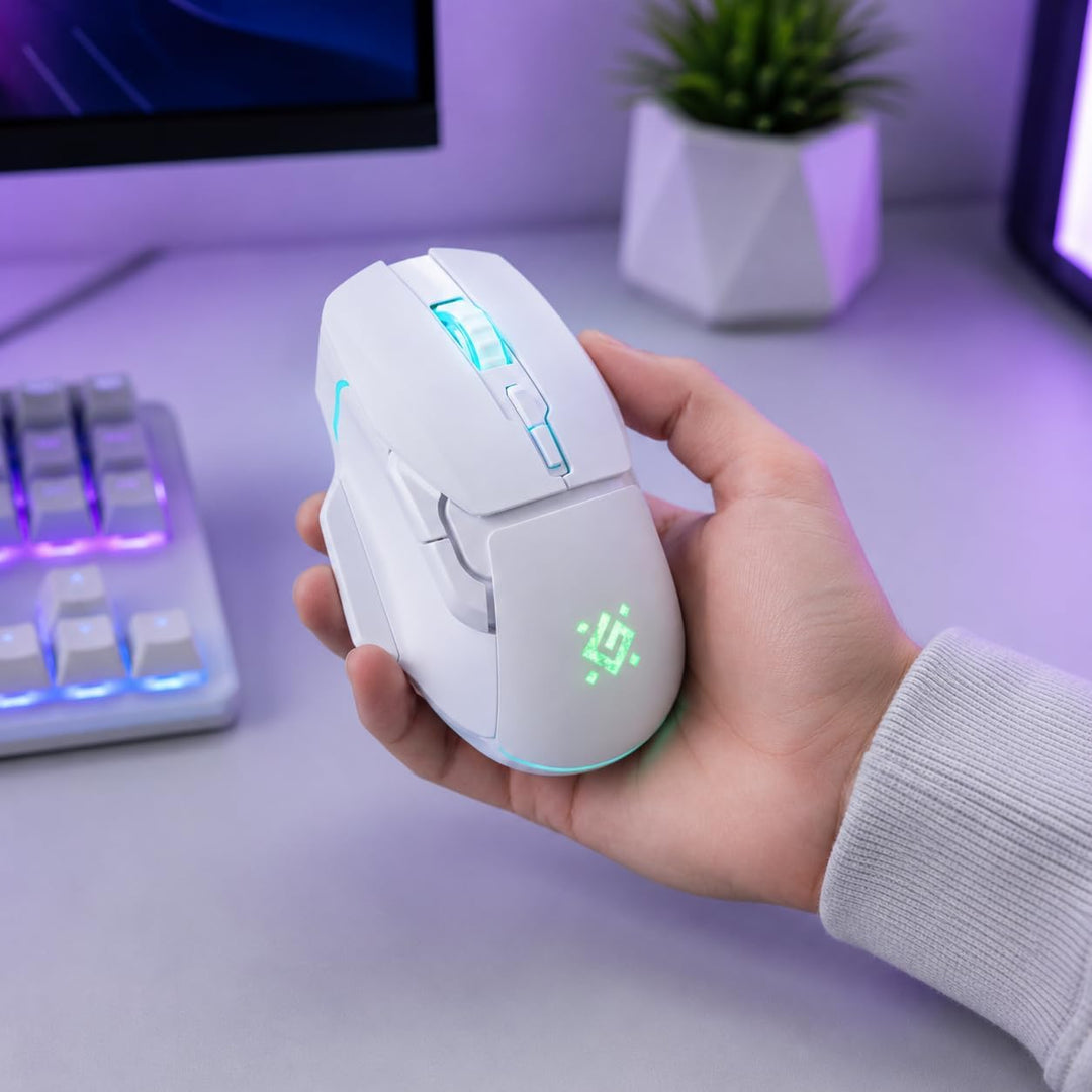 Defender® STIX Kabellose Gaming Maus - Geräuschlose Klicks - 5 programmierbare Tasten - RGB-Beleucht