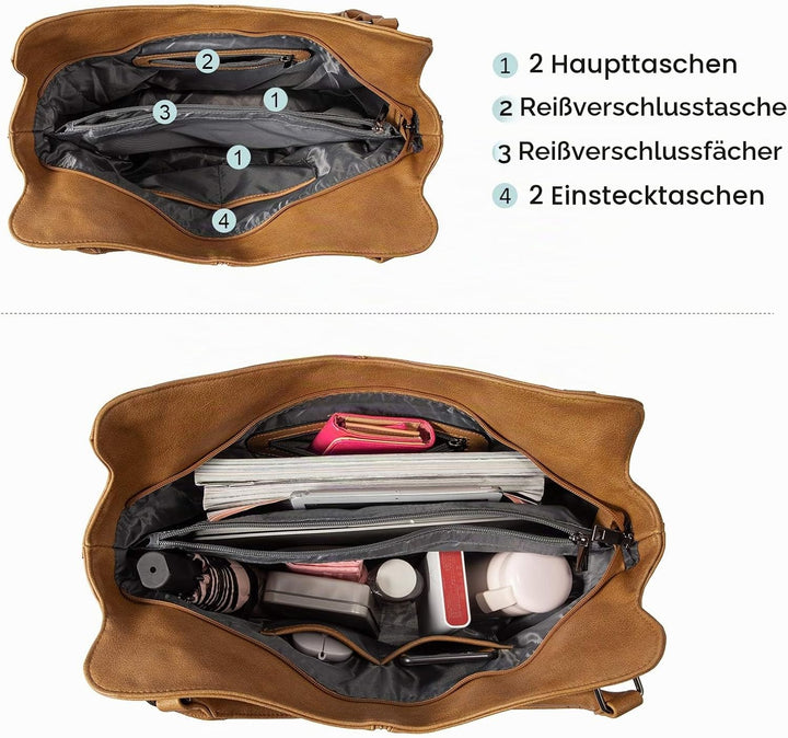 Realer Damen Handtaschen Gross Shopper Lederhandtasche Schultertasche Umhängetasche Geldbörse Hobo D