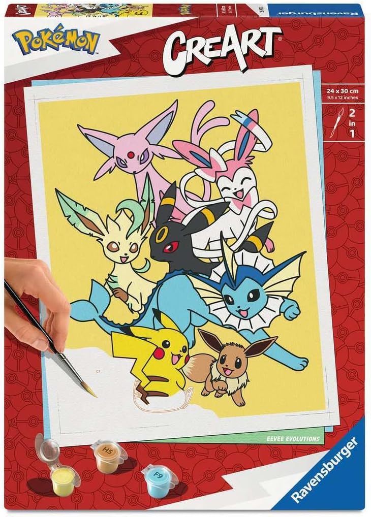 Ravensburger CreArt 25897 - Eevee Evolutions - Malen nach Zahlen Erwachsene, DIY Malset mit Pinsel u