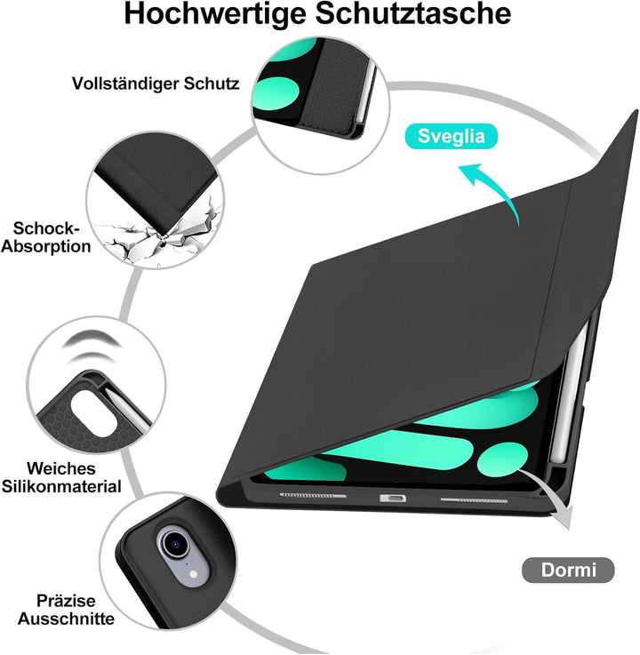 IVEOPPE Tastatur für iPad mini 7 (A17 pro) 2024/Mini 6 2021, Hülle mit Tastatur Bluetooth Abnehmbare