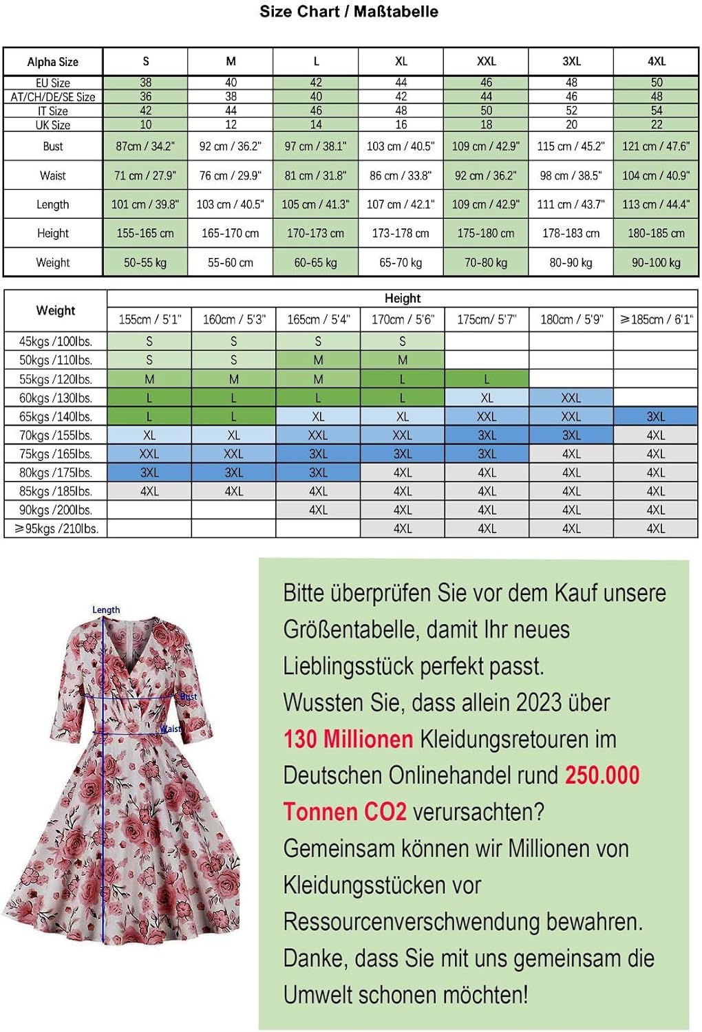 AXOE Damen 60er Jahre Kleid 3/4 Ärmel Cocktailkleid Abendkleid Weiss Polka Dot S, Weiss Polka Dot S
