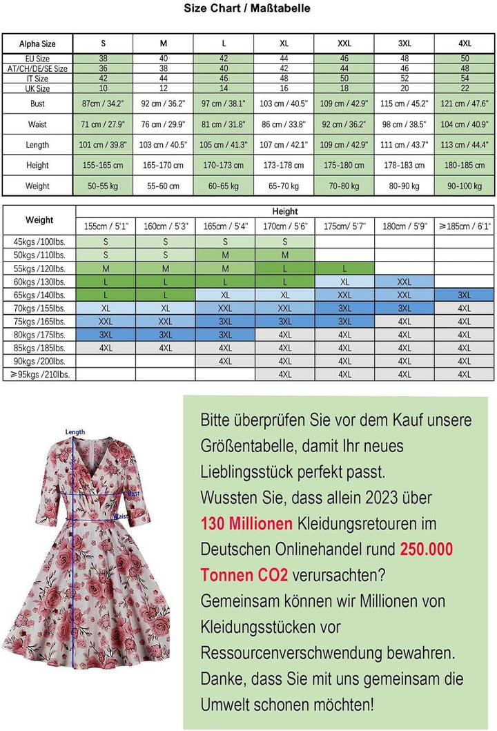 AXOE Damen 60er Jahre Kleid 3/4 Ärmel Cocktailkleid Abendkleid Weiss Polka Dot S, Weiss Polka Dot S