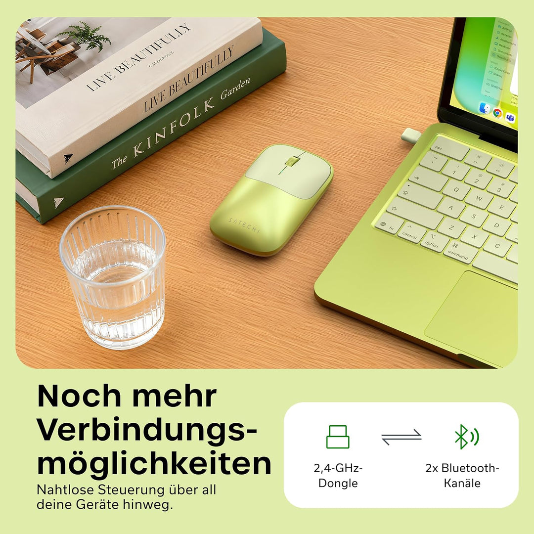 SATECHI Slim EX Bluetooth-Maus, 2,4 GHz, USB-C-Akku, Zitrus, Zitrus