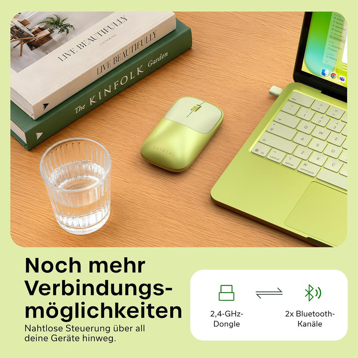 SATECHI Slim EX Bluetooth-Maus, 2,4 GHz, USB-C-Akku, Zitrus, Zitrus