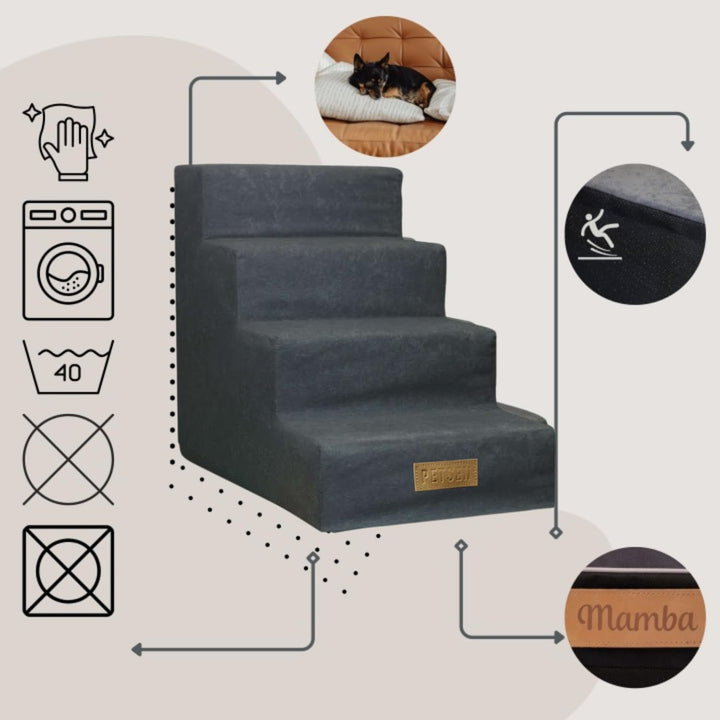 Sofatreppe für Hunde und Katzen – Hundetreppe für Bett & Sofa – 3- oder 4-stufig, rutschfest & wasch