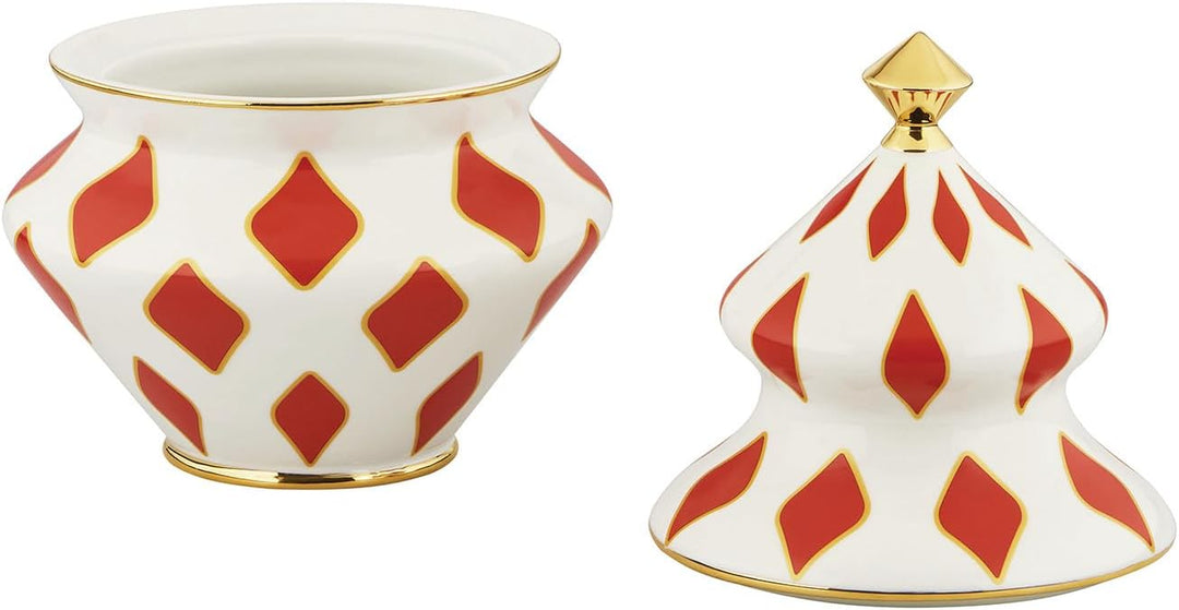 Alessi Delight NZ03 – Weihnachtsbehälter für Süssigkeiten in Porzellan, Rot, Weiss und Gold